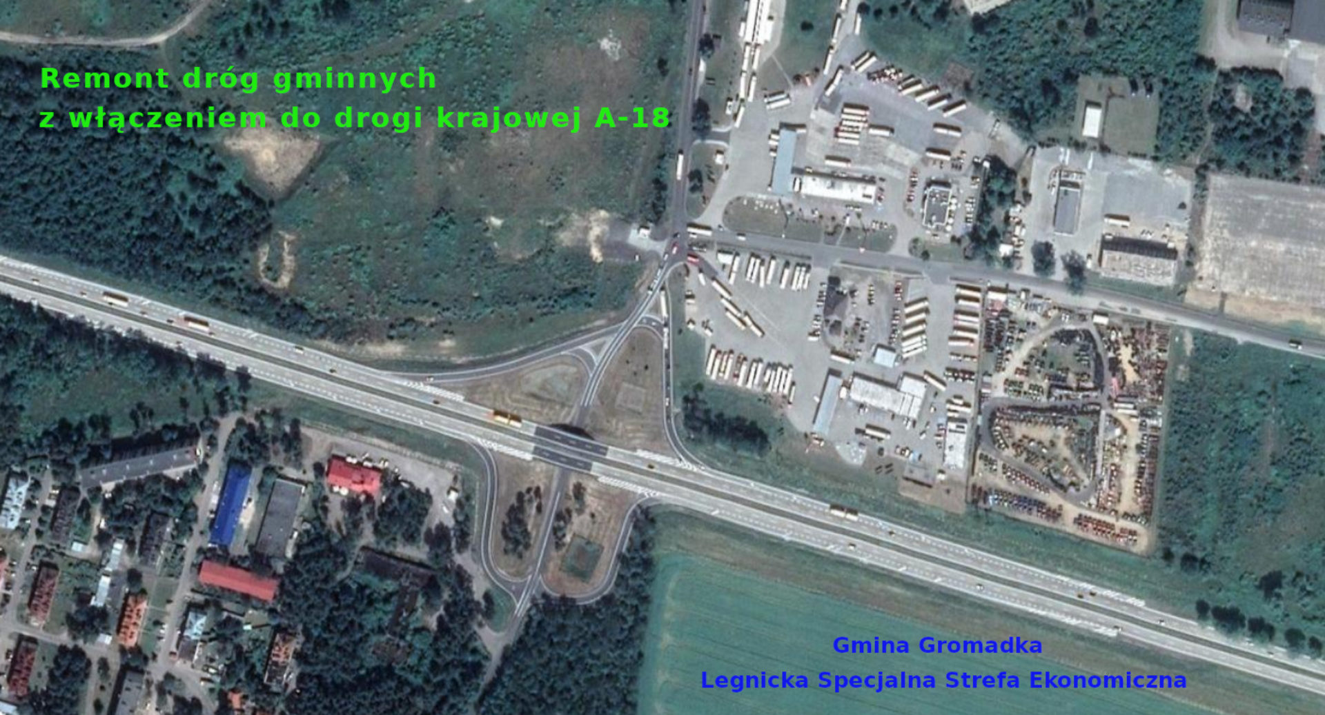 Remont dróg gminnych przy wężle z A-18 obecnie A-4 LSSE Gm. Gromadka
