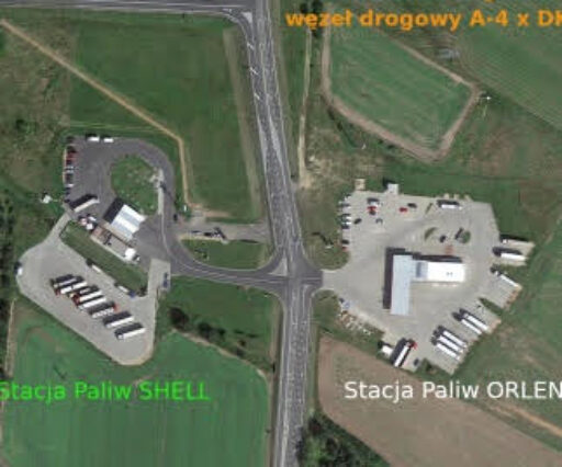 Stacja Paliw Orlen i węzeł drogowy A-4 z DK-3 w Nowej Wsi Legnickiej